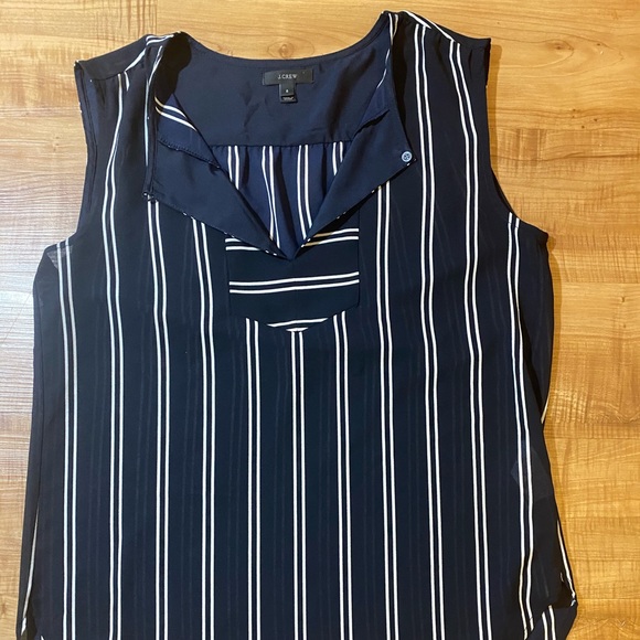 J.Crew Drapey Keyhole Stripe top Navy - Picture 2 of 6